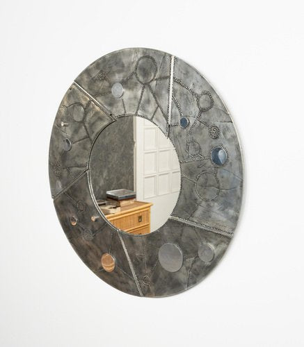 Round Wall Mirror in Aluminum and Steel by Bianca Garinei for Banci, 1970s