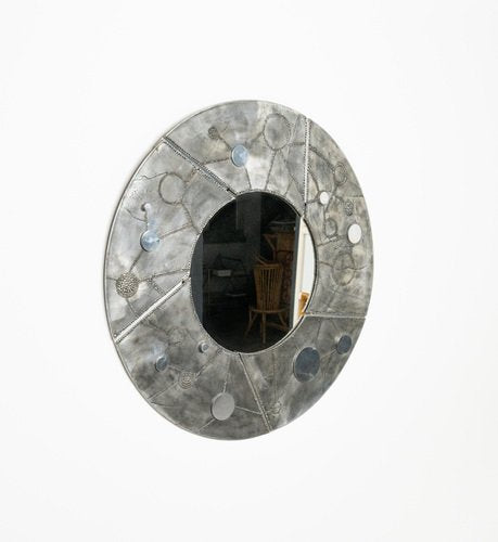 Round Wall Mirror in Aluminum and Steel by Bianca Garinei for Banci, 1970s