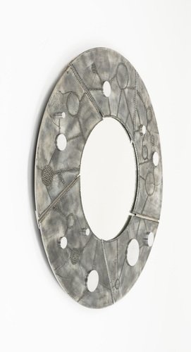 Round Wall Mirror in Aluminum and Steel by Bianca Garinei for Banci, 1970s