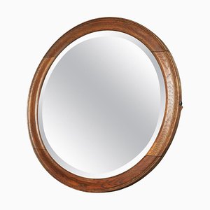 Round Wall Mirror in Oak, 1920s-FEW-2024235