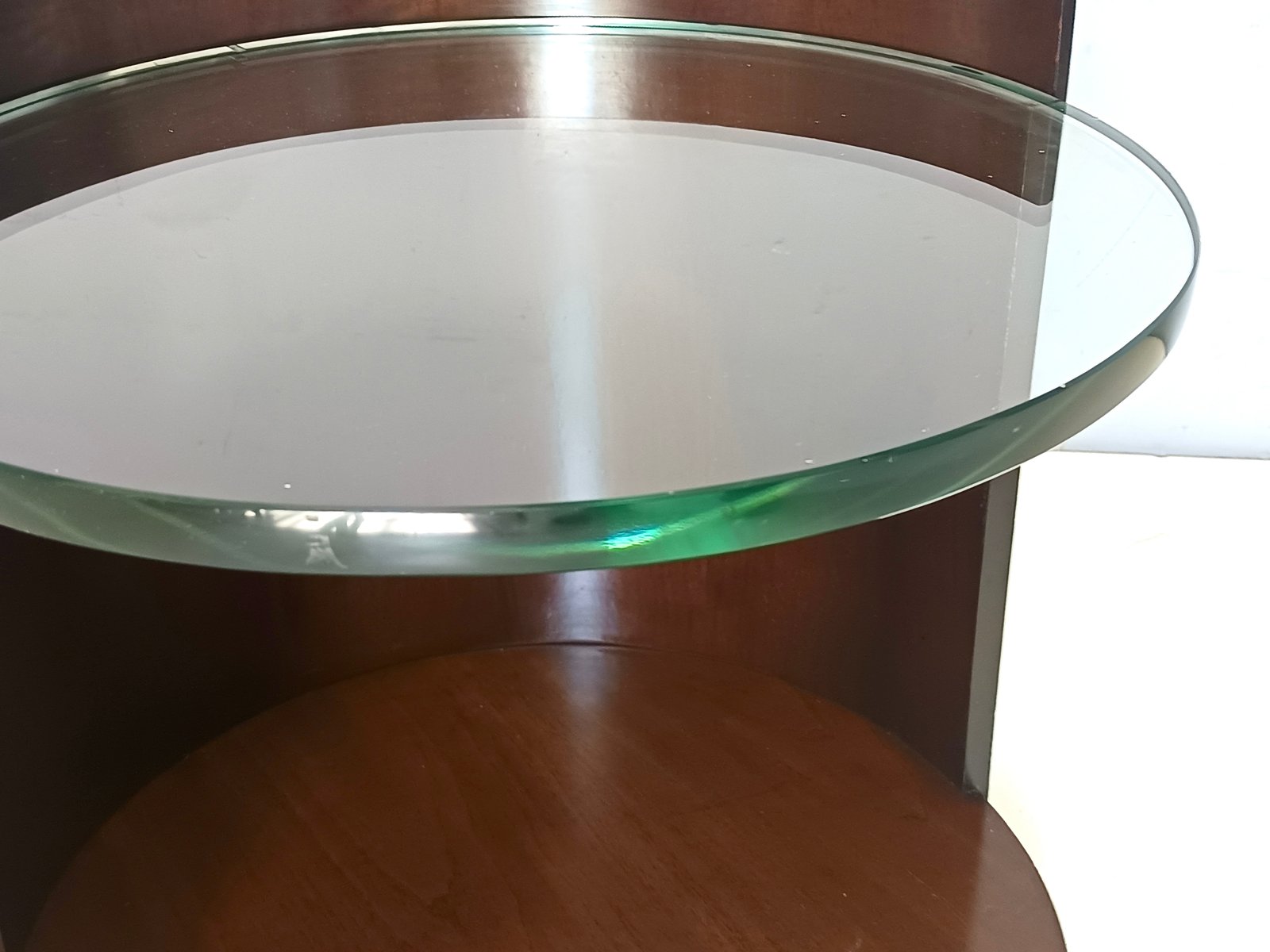 Round Walnut Coffee Table with Glass Shelf by Gianni Moscatelli for Formanova, 1970s