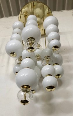 Round White and Transparent Murano Art Glass Chandelier, 1980-UH-1065463