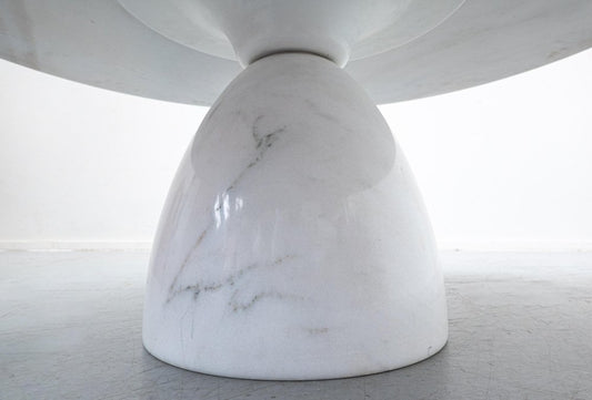 Round White Carrara Marble Coffee Table by Peter Draenert, 1970s