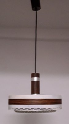 Round White Painted Ceiling Lamp, 1970s-HOI-743135