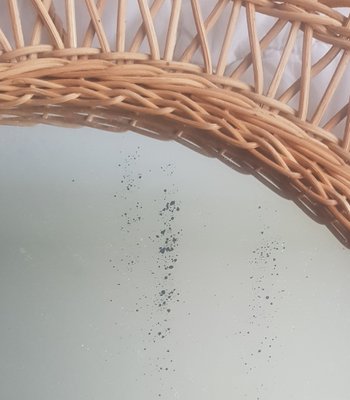 Round Wicker Mirror, 1960s-QDP-1357499