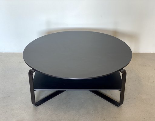 Round Wooden and Lacquered Metal Coffee Table, 1970s-NPC-1816627