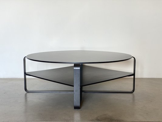 Round Wooden and Lacquered Metal Coffee Table, 1970s-NPC-1816627