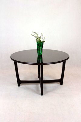 Round Wooden Coffee Table, Czechoslovakia, 1970s-WVS-1357235