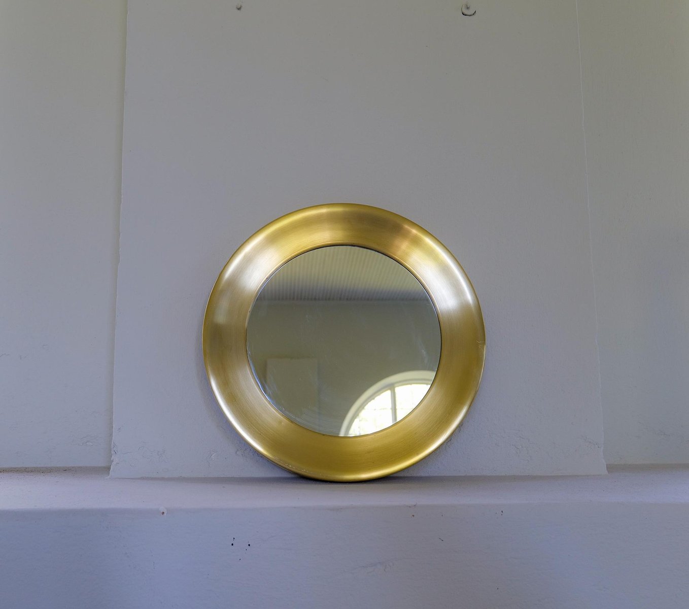 Rounded Brass Mirror attributed to Glasmäster, Sweden, 1960s