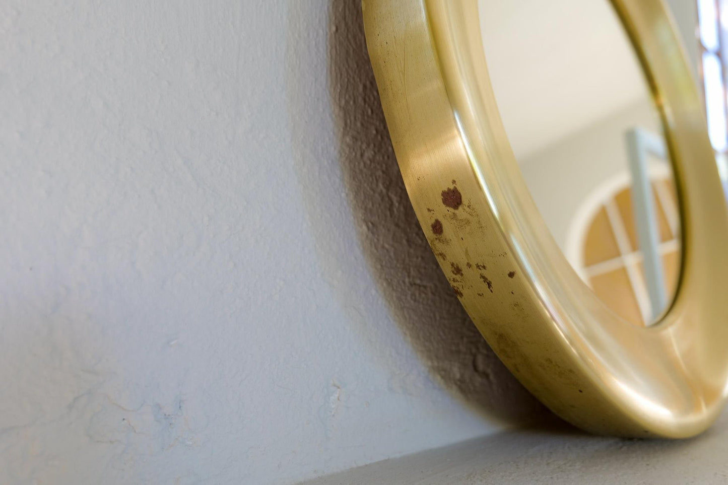 Rounded Brass Mirror attributed to Glasmäster, Sweden, 1960s