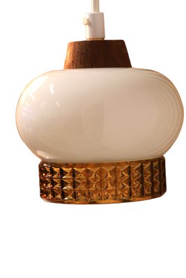 Rounded Hanging Window Lamp with Knob in Teak, 1960s-BPJ-1780637