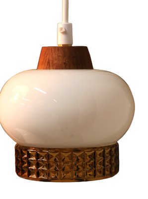 Rounded Hanging Window Lamp with Knob in Teak, 1960s-BPJ-1780637