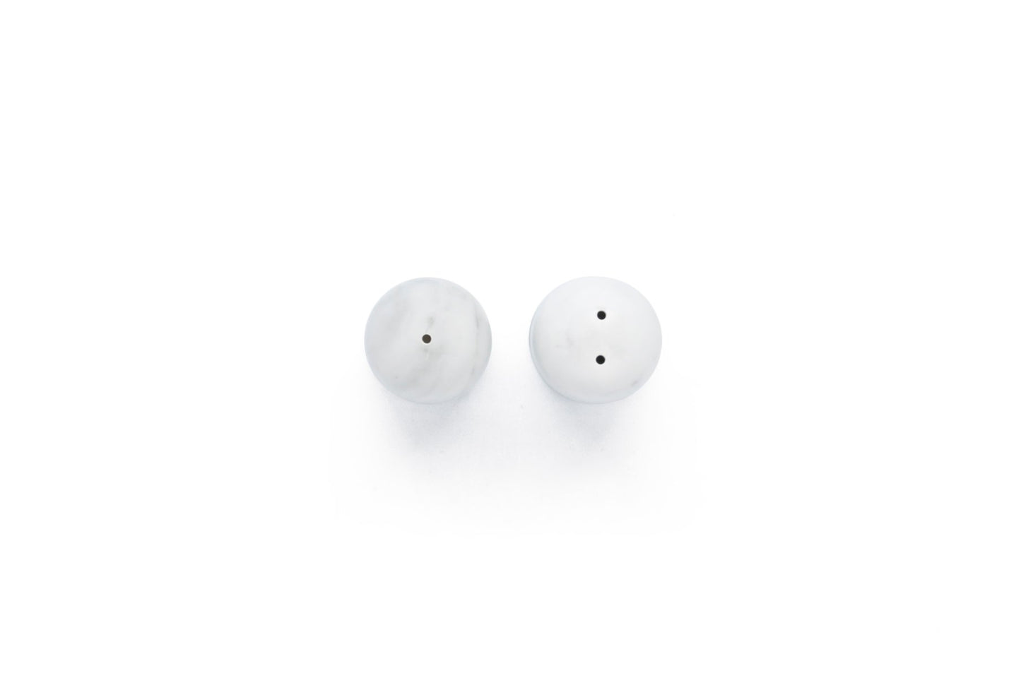 Rounded Salt and Pepper Set In White Carrara Marble from FiammettaV Home Collection, Set of 2