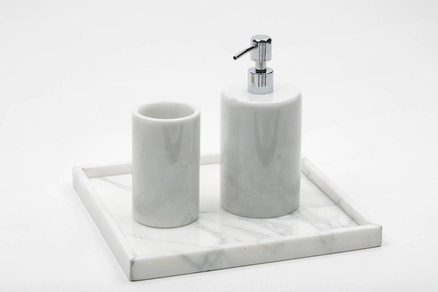 Rounded Toothbrush Holder in White Carrara Marble