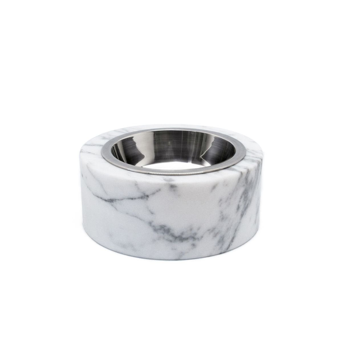 Rounded White Marble Cats and Dogs Bowl With Removable Steel from Fiammettav Home Collection