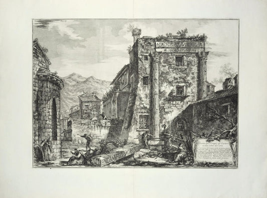 Rovine del Tempio de' Castori nella città di Cora - Etching by G. B. Piranesi 1764