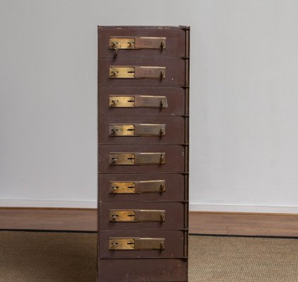 Row of Eight Safety Deposit Boxes Security Lockers, 1920s-JE-1075518