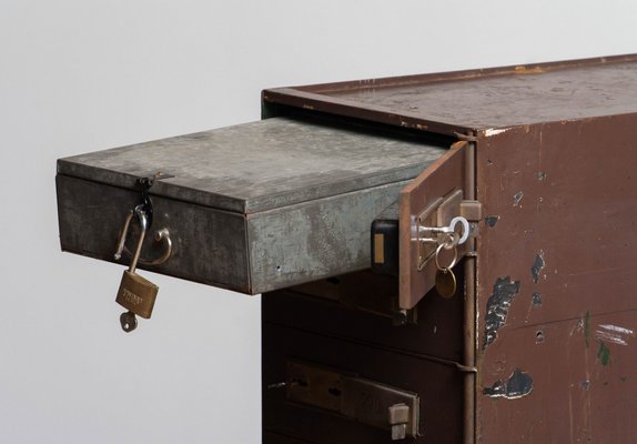 Row of Eight Safety Deposit Boxes Security Lockers, 1920s-JE-1075518