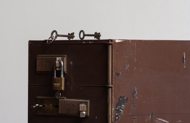 Row of Eight Safety Deposit Boxes Security Lockers, 1920s-JE-1075518