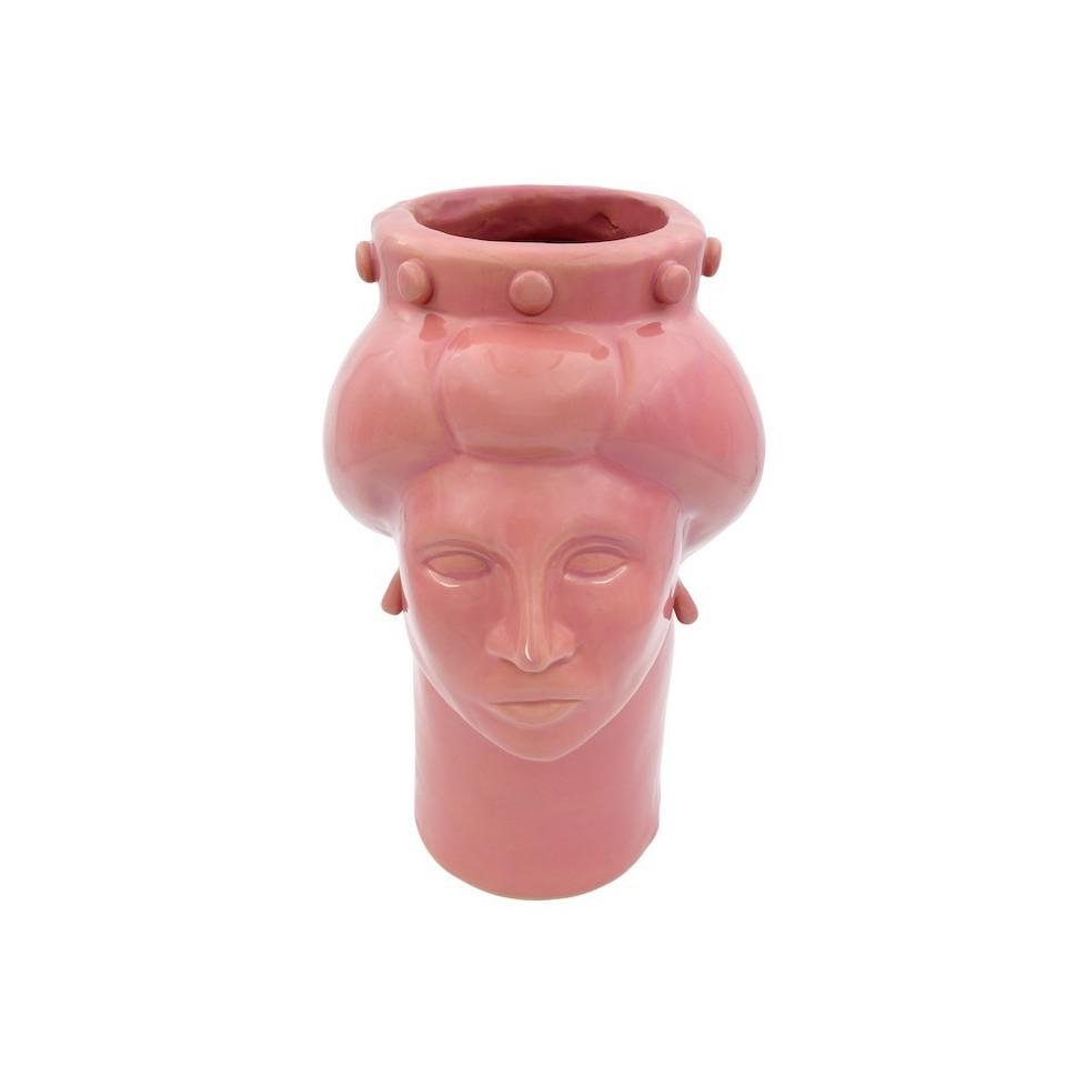 Roxelana Medium Ceramic Head • Pink Trapani from Crita Ceramiche