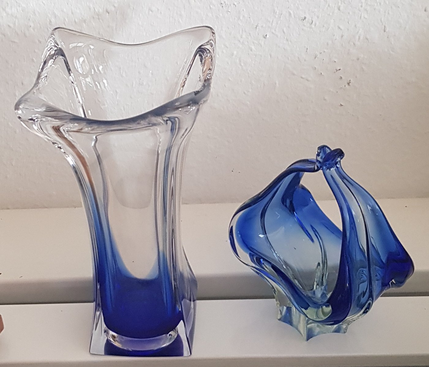 Royal Blue Murano Glass Vase & Bowl, Set of 2