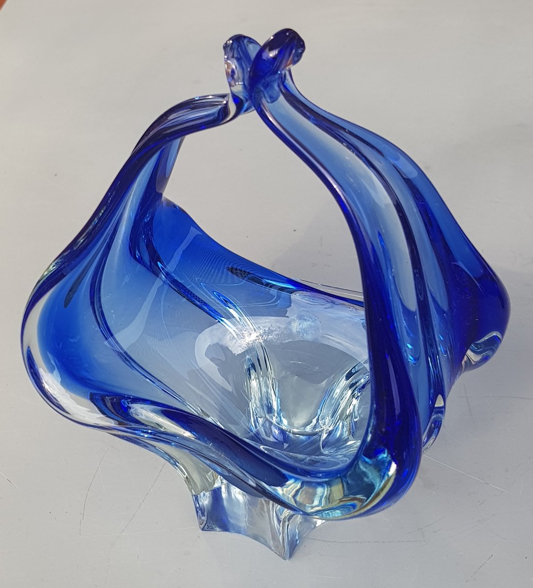 Royal Blue Murano Glass Vase & Bowl, Set of 2