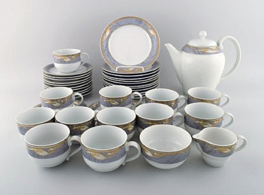 Royal Copenhagen Gray Magnolia Complete Coffee Service, Set of 38