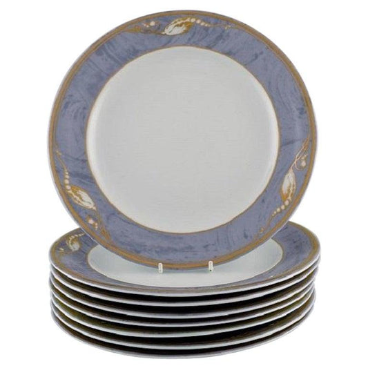 Royal Copenhagen Gray Magnolia Porcelain Dinner Plates, Set of 8