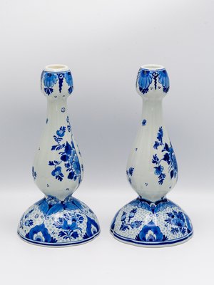 Royal Delft Blue Tulip-Shaped Candlesticks, 1992, Set of 2-TJZ-2022507