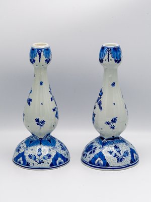 Royal Delft Blue Tulip-Shaped Candlesticks, 1992, Set of 2-TJZ-2022507