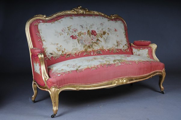 Royal Louis XV or Rococo Tapestry Sofa & Chairs, 1880s, Set of 3-FLW-1402202