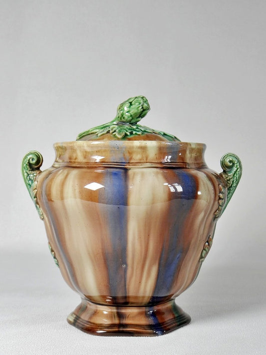 Rubelles Earthenware Pot with Slip Shading Enamels, 1860s