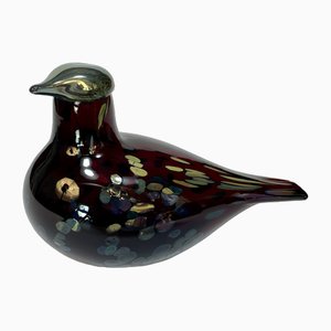 Ruby Bird Mouth-Blown Glass Art Bird Figure by Oiva Toikka for Iittala, Finland, 1990s-JP-1699897