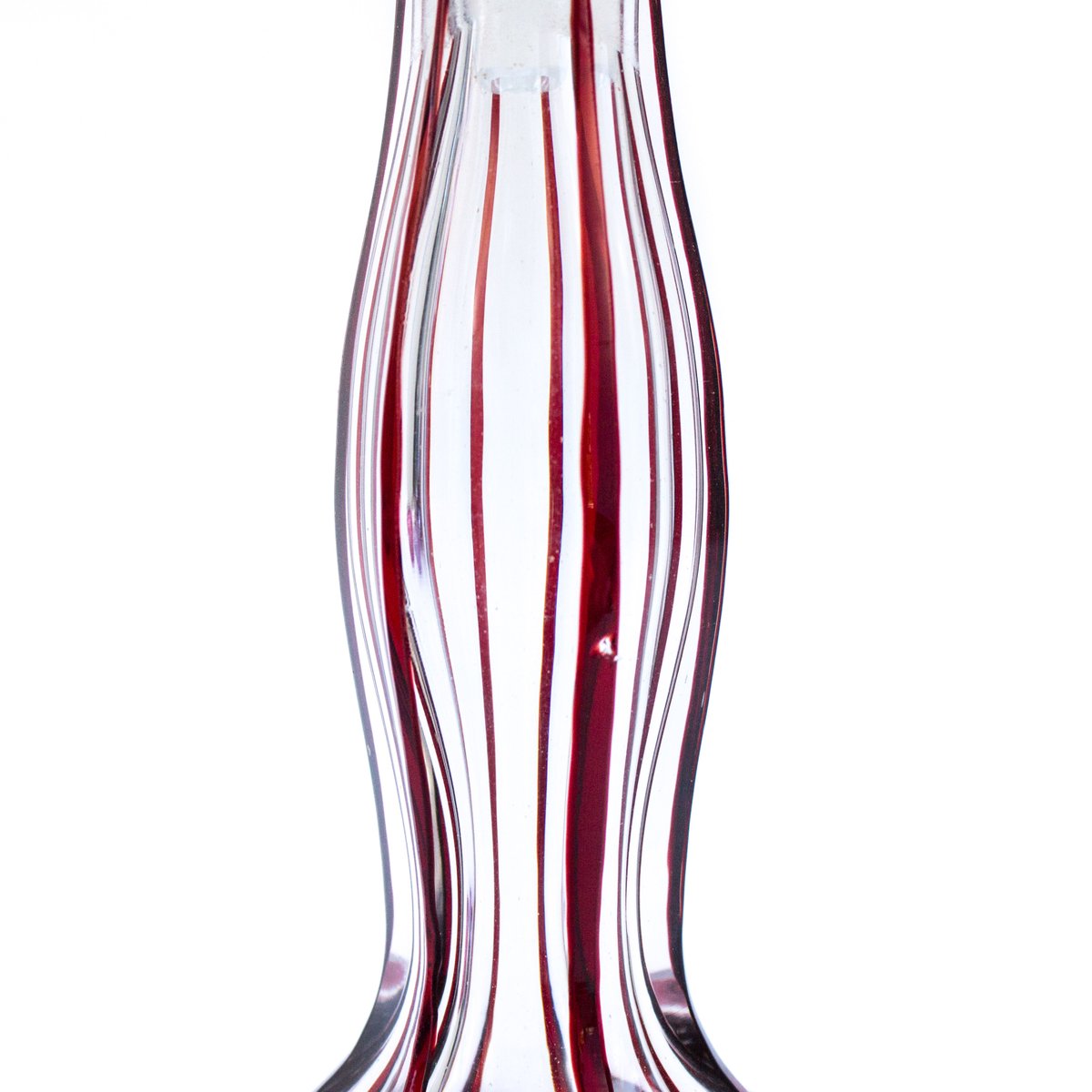 Ruby Carafe and Vase in Laminated Glass, Turn of the 20th Century, Set of 2