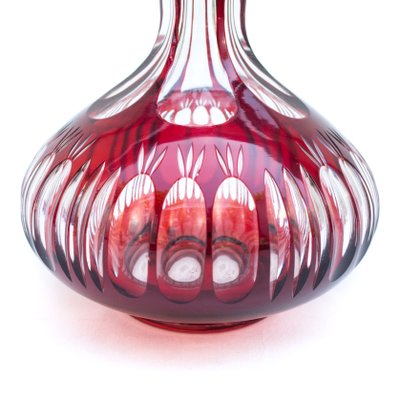 Ruby Carafe and Vase in Laminated Glass, Turn of the 20th Century, Set of 2-FSD-1098358