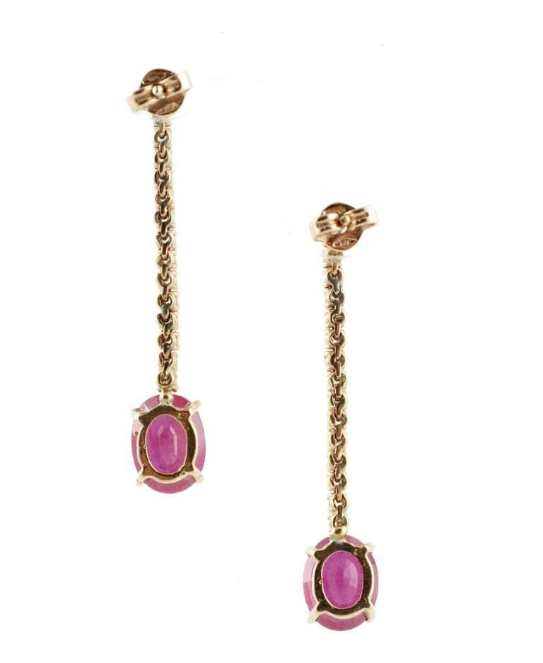 Ruby Diamond Gold Drop Earrings, Set of 2