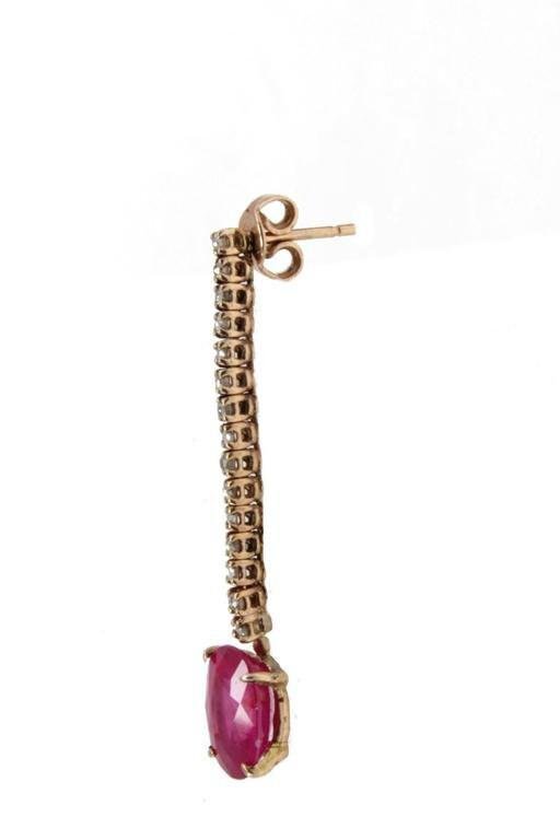 Ruby Diamond Gold Drop Earrings, Set of 2