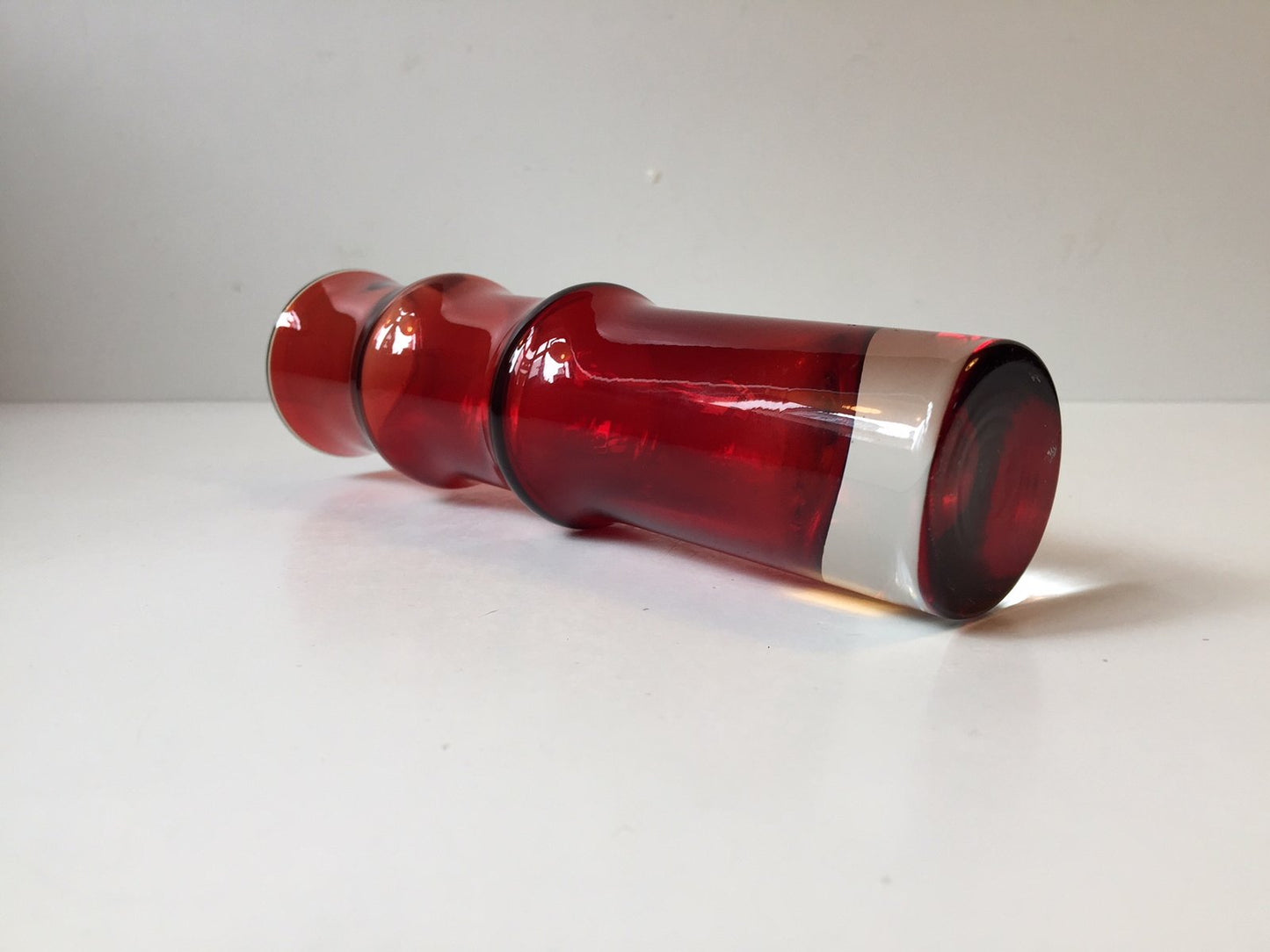 Ruby Red Bamboo Glass Vase by Bo Bergström for Aseda, 1960s