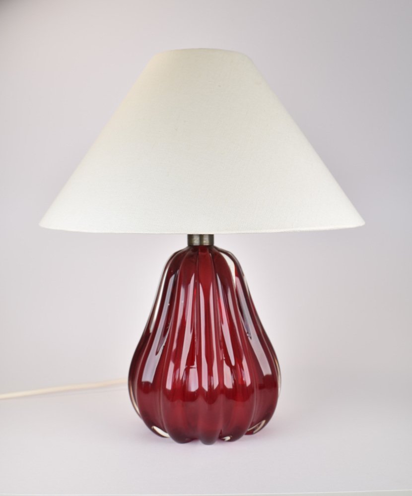 Ruby Red Glass Table Lamp by Vetreria Archimede for Seguso