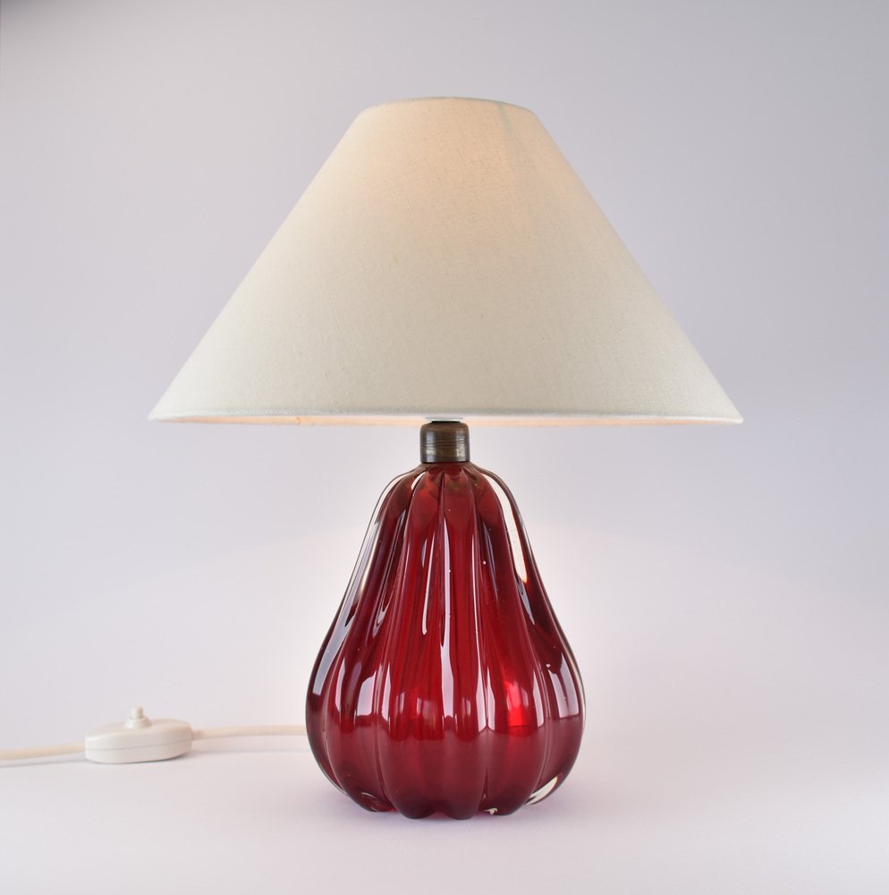 Ruby Red Glass Table Lamp by Vetreria Archimede for Seguso