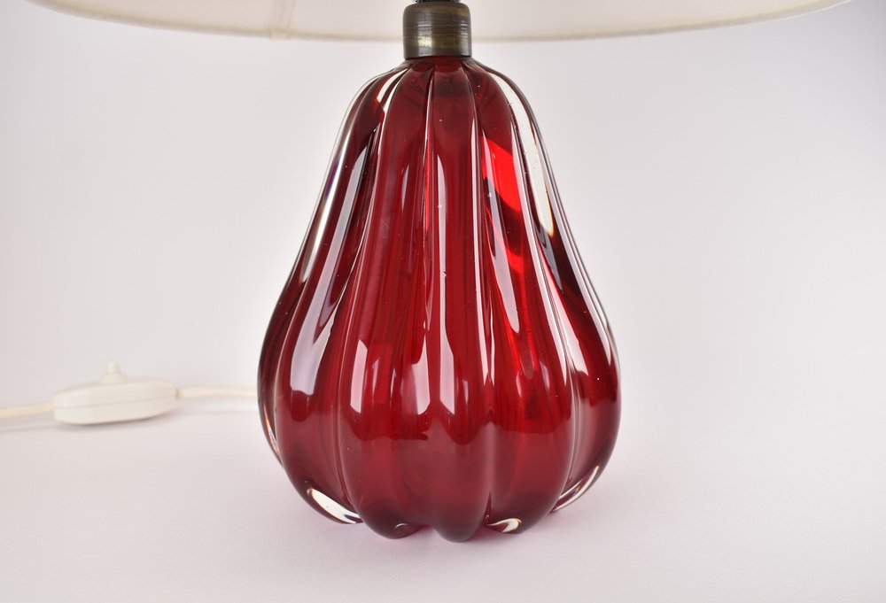 Ruby Red Glass Table Lamp by Vetreria Archimede for Seguso