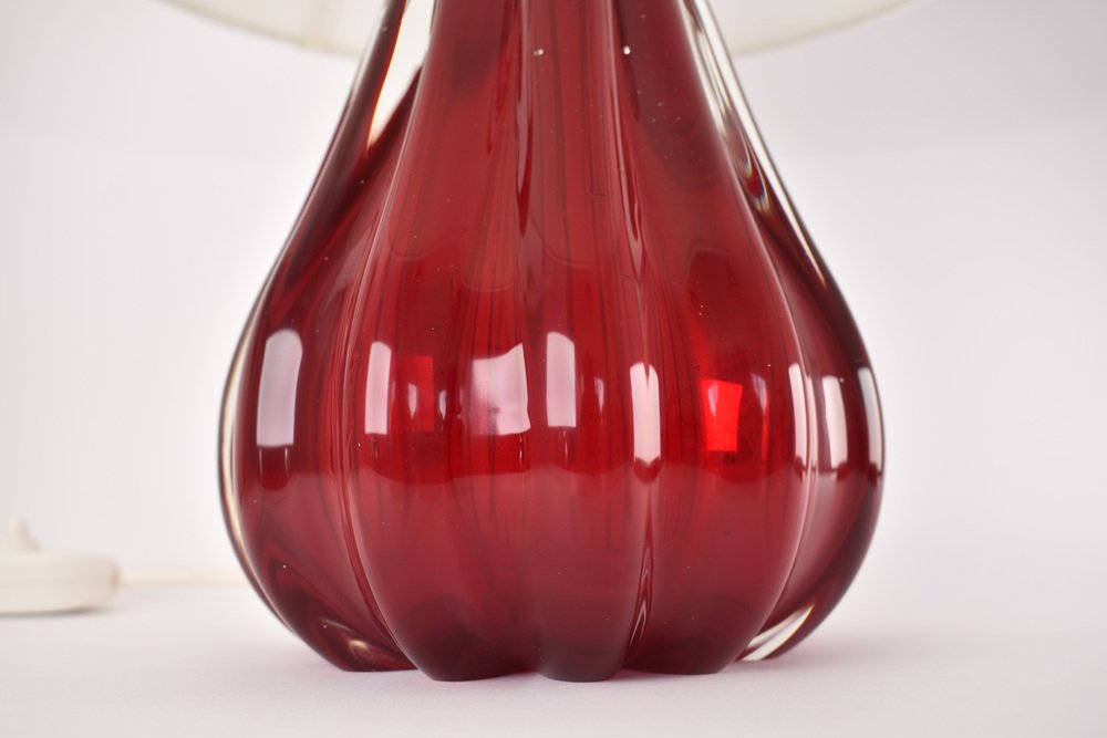 Ruby Red Glass Table Lamp by Vetreria Archimede for Seguso