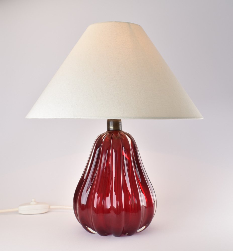 Ruby Red Glass Table Lamp by Vetreria Archimede for Seguso