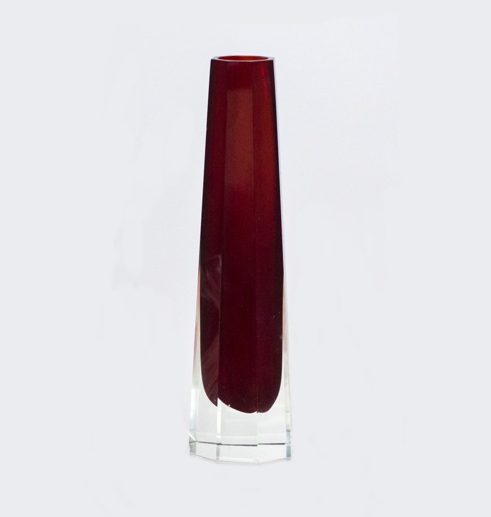 Ruby Red Sommerso Glass Vase, 1980s