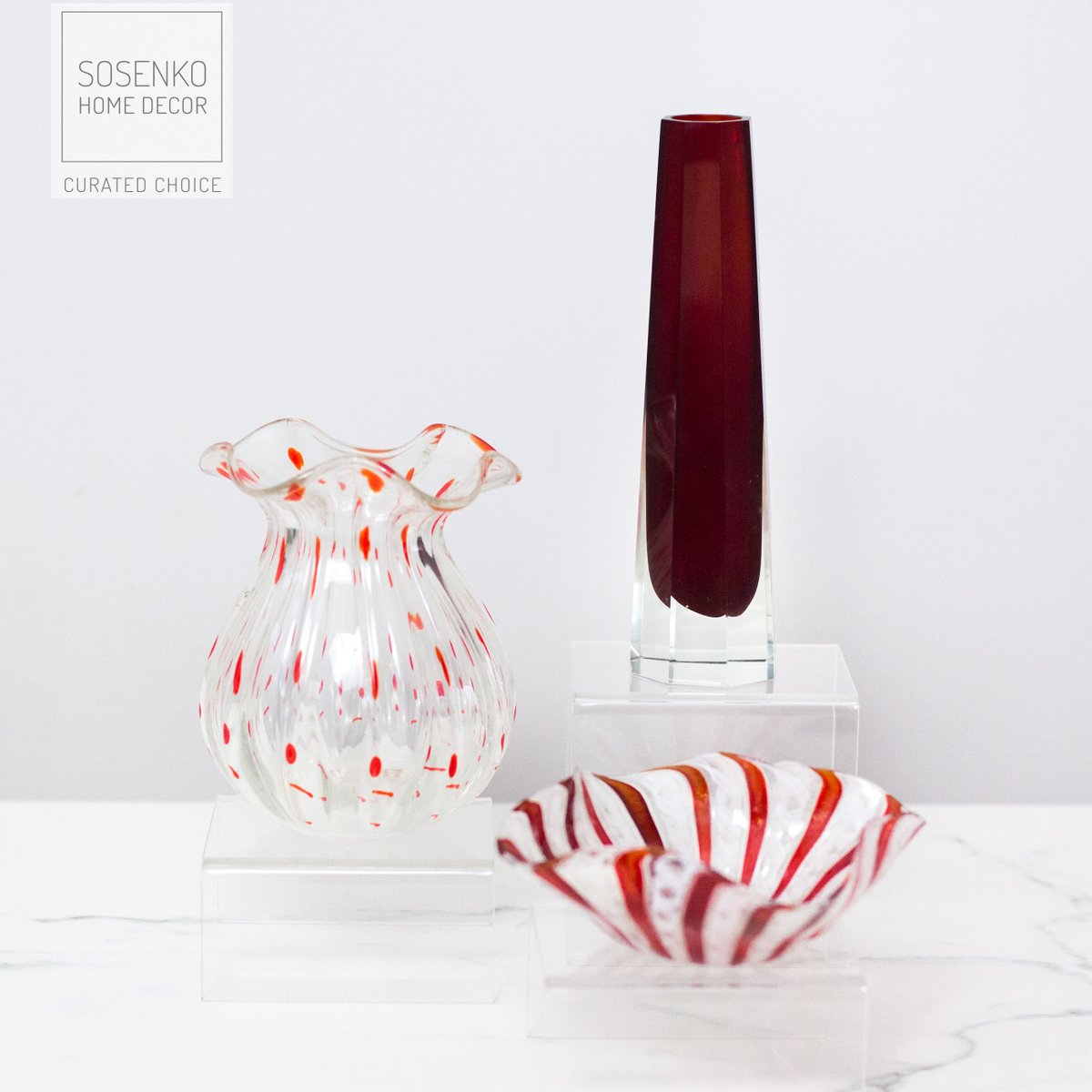 Ruby Red Sommerso Glass Vase, 1980s