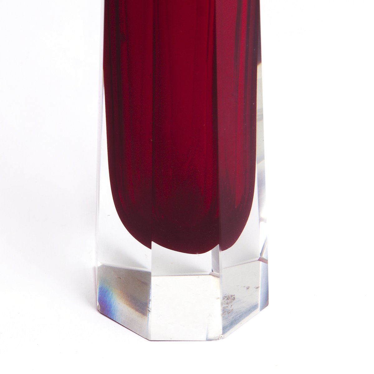 Ruby Red Sommerso Glass Vase, 1980s