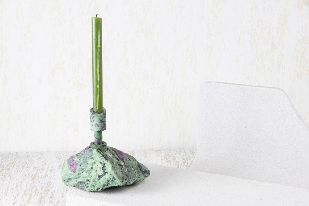 Ruby Zoisite Abra Candleholder by Studio DO