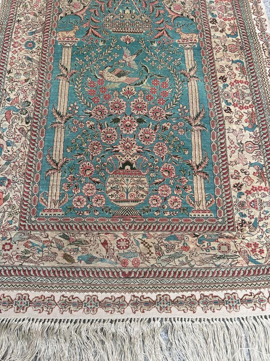 Rug in Fine Silk by Sino Hereke, 1990s