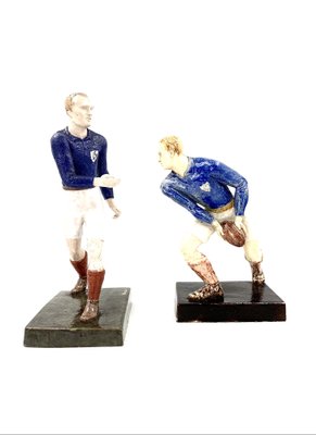 Rugby Players Sculptures by Willy Wuilleumier for G.A.M., France, 1940, Set of 2-TXN-1013112