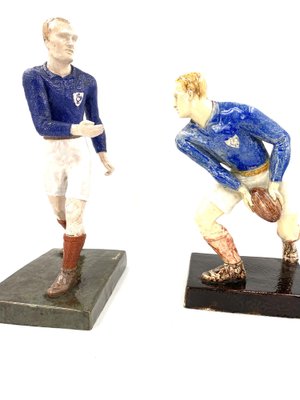 Rugby Players Sculptures by Willy Wuilleumier for G.A.M., France, 1940, Set of 2-TXN-1013112